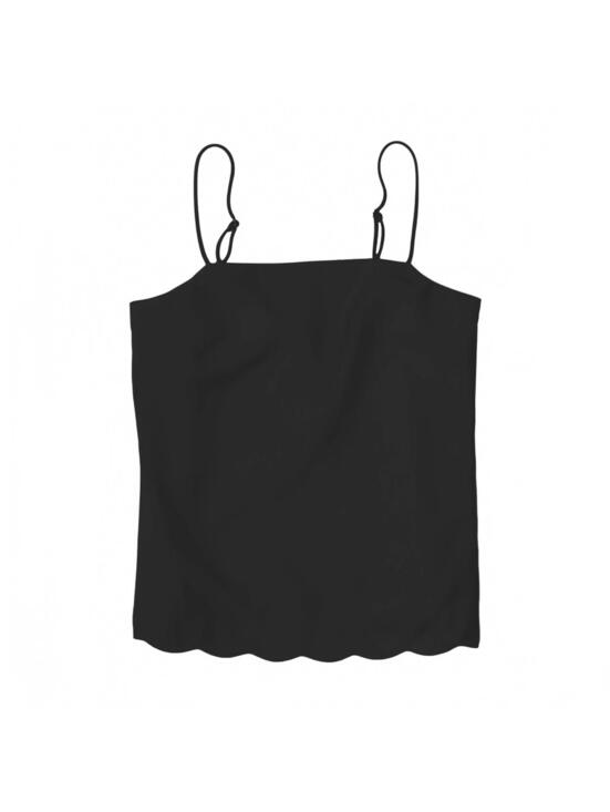 J. Crew Tops - J.Crew Black Scalloped Cami Tank Top Structured Minimalist Coquette 6